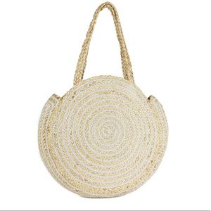 MAGID Jute Silver Circle Woven Shoulder Bag